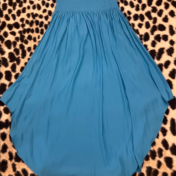 Ramy Brook Audrey Smocked Midi Dress Turquoise Small - Picture 7 of 15